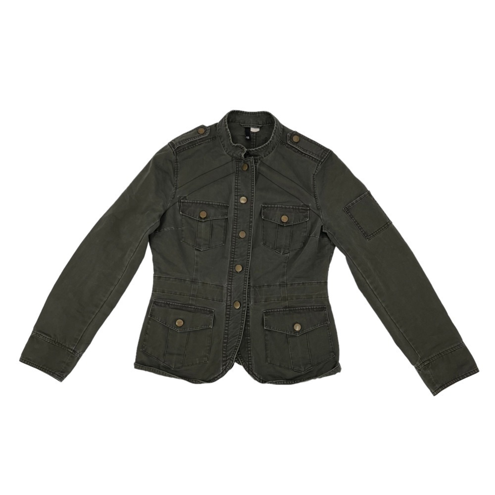 H&M Green Denim Jean Jacket Size 12 Women’s